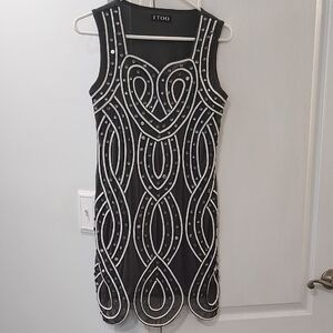 Gray and White Embellished Dress